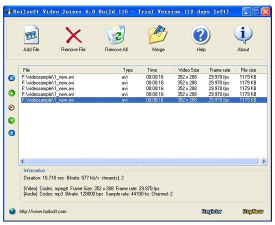 Boilsoft Video Joiner Screenshot